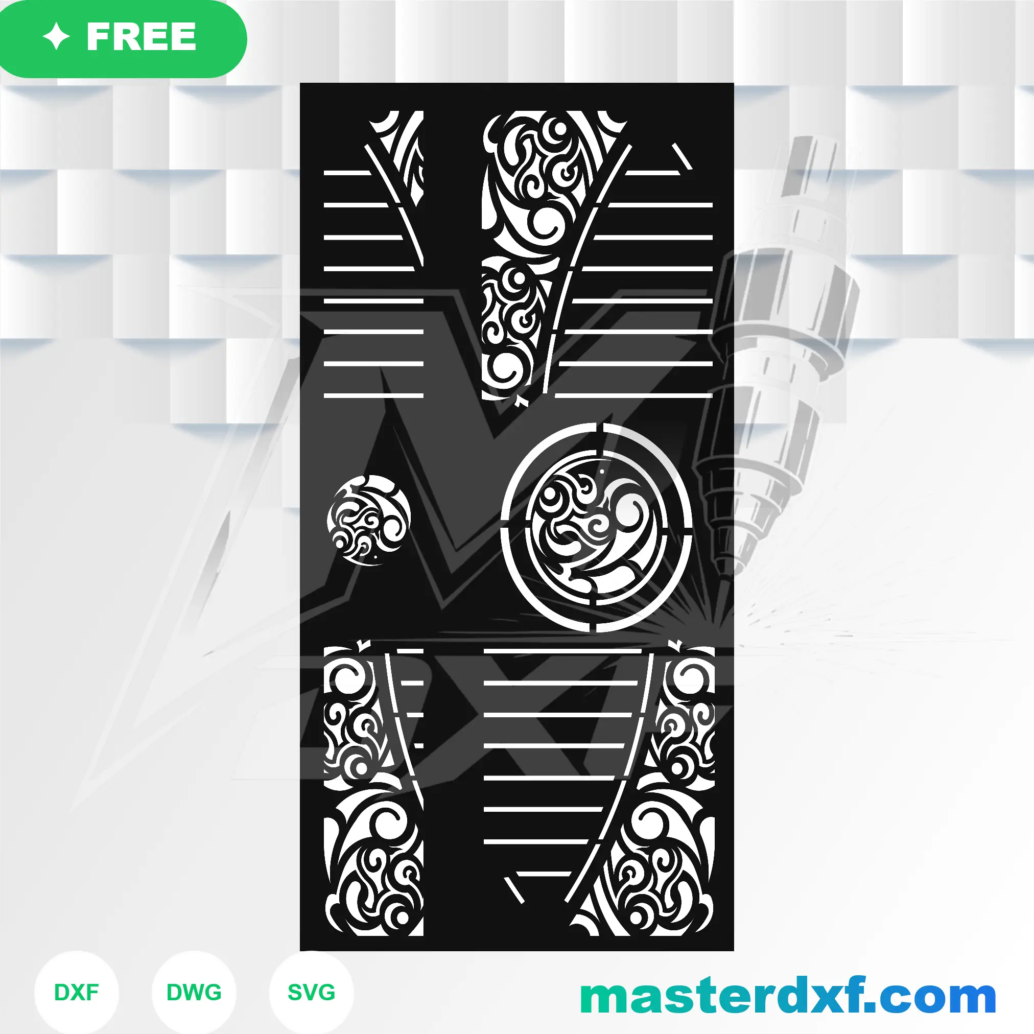 Botanical Monstera Leaf Tropical Forest Border Screen DXF File
